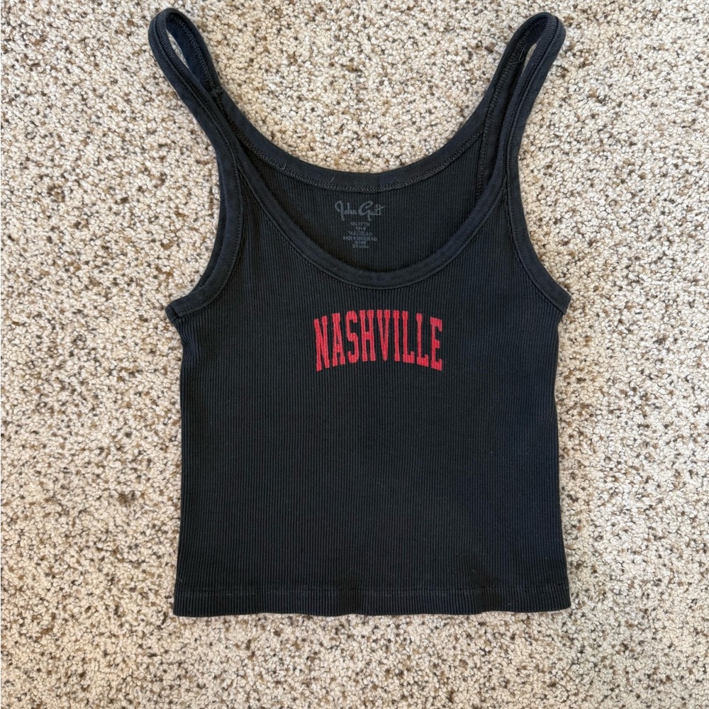 Brandy Melville Black Tank Top with Red Nashville Print